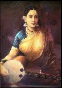 Raja Ravi Varma Lady with Swarbat oil painting